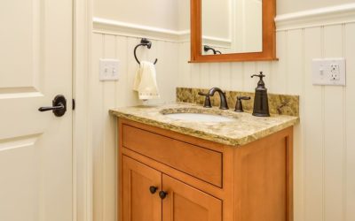 Half Bath Vanity with Light Stain
