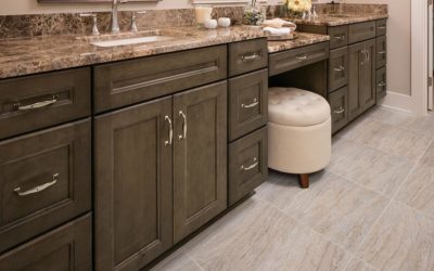 Beautiful Stain Double Vanity with Makeup Area