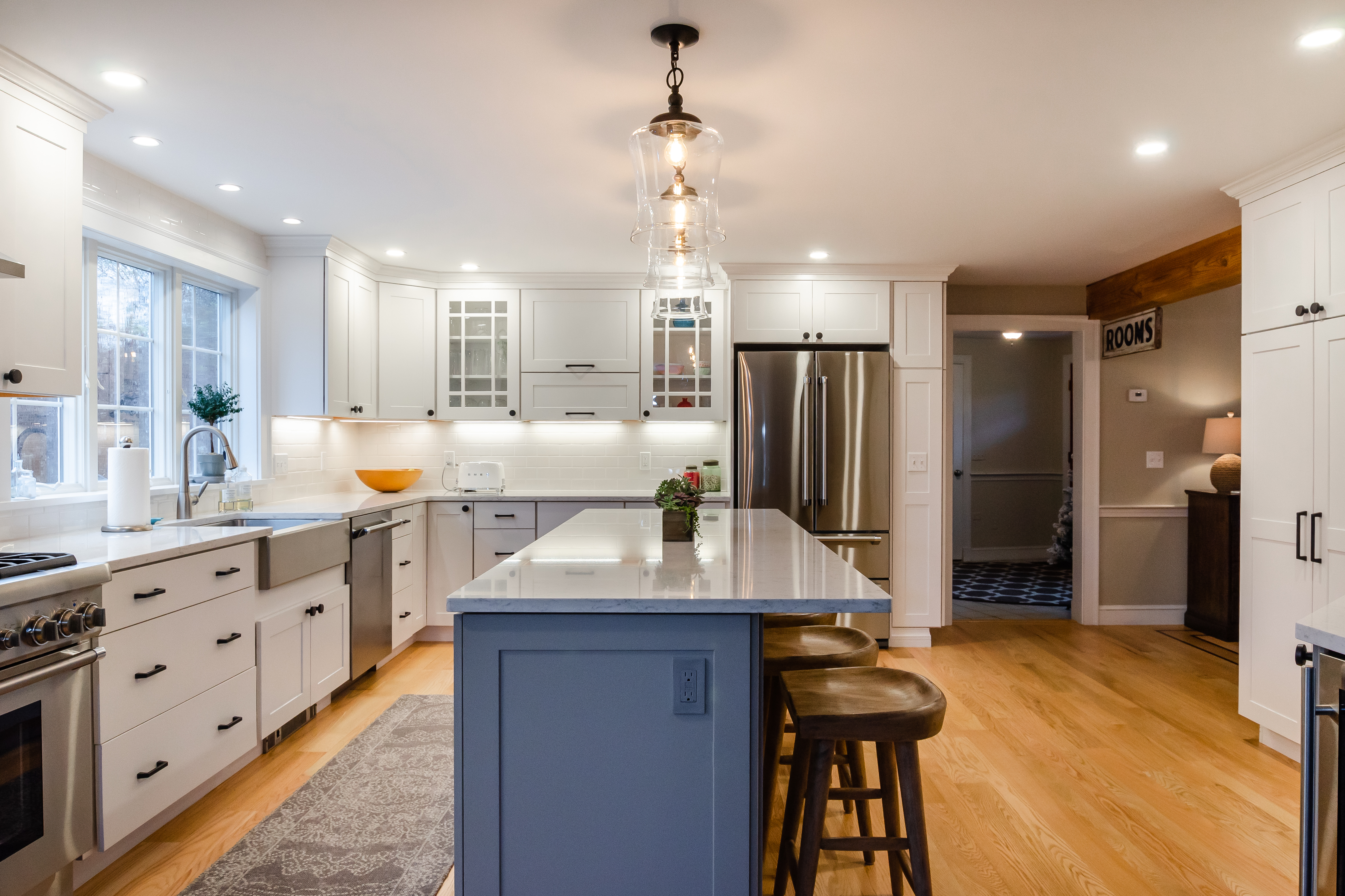 Blue and White Kitchen (with Navy Blue Kitchen Island) - On Sutton